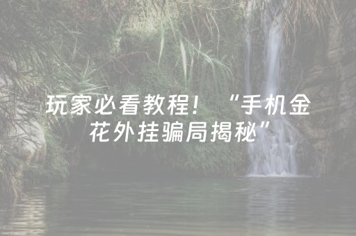 玩家必看教程！“手机金花外挂骗局揭秘”（详细开挂教程）-哔哩哔哩