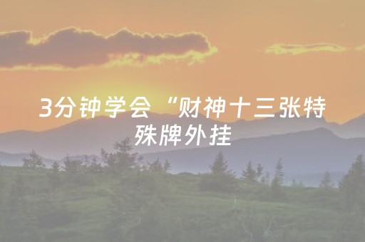 3分钟学会“财神十三张特殊牌外挂（专用辅牌神器免安装）