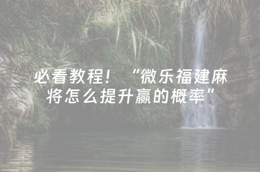 必看教程！“微乐福建麻将怎么提升赢的概率”（详细辅助教程）-哔哩哔哩