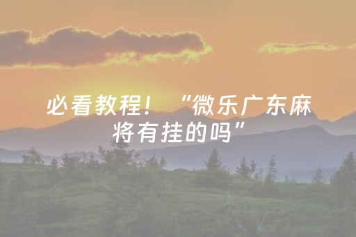 必看教程！“微乐广东麻将有挂的吗”（详细透视教程）-哔哩哔哩