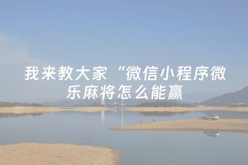 我来教大家“微信小程序微乐麻将怎么能赢（助赢神器通用版）