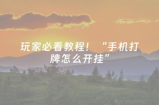 玩家必看教程！“手机打牌怎么开挂”（详细开挂教程）-哔哩哔哩