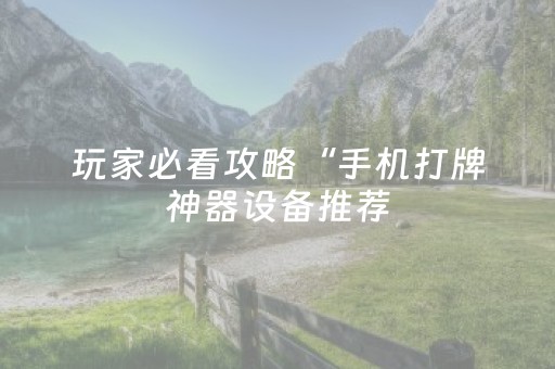 玩家必看攻略“手机打牌神器设备推荐（专用辅牌神器免安装）