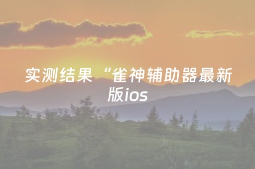 实测结果“雀神辅助器最新版ios（专用辅牌神器免安装）