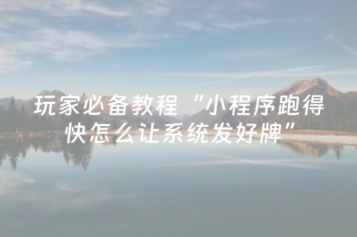 玩家必备教程“小程序跑得快怎么让系统发好牌”（详细透视教程）-哔哩哔哩