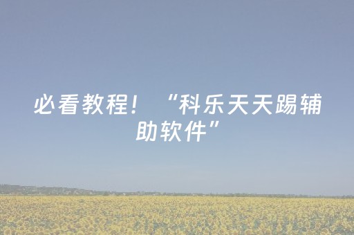 必看教程！“科乐天天踢辅助软件”（详细辅助教程）-哔哩哔哩
