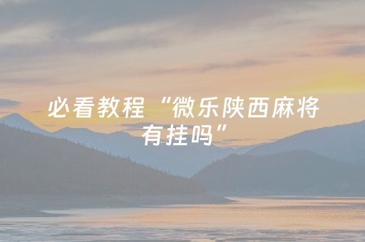 必看教程“微乐陕西麻将有挂吗”（详细透视教程）-哔哩哔哩