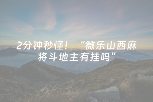 2分钟秒懂！“微乐山西麻将斗地主有挂吗”（详细开挂教程）-哔哩哔哩