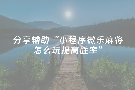 分享辅助“小程序微乐麻将怎么玩提高胜率”（详细透视教程）-哔哩哔哩
