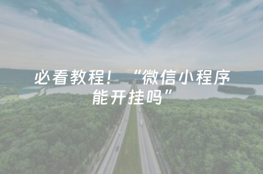 必看教程！“微信小程序能开挂吗”（详细开挂教程）-哔哩哔哩