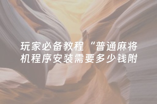 玩家必备教程“普通麻将机程序安装需要多少钱附近有没有安装麻将机”（详细透视教程）-哔哩哔哩