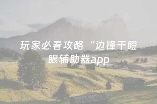 玩家必看攻略“边锋干瞪眼辅助器app（专用辅牌神器免安装）