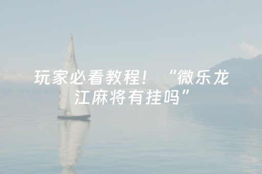 玩家必看教程！“微乐龙江麻将有挂吗”（详细透视教程）-哔哩哔哩