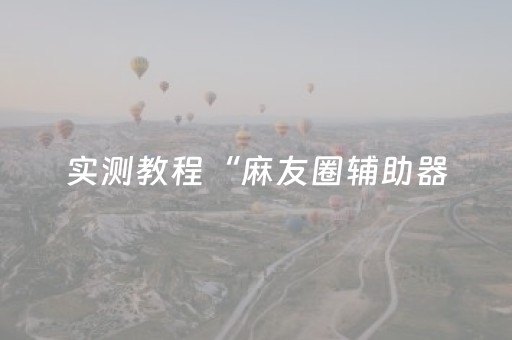 实测教程“麻友圈辅助器（助赢神器通用版）