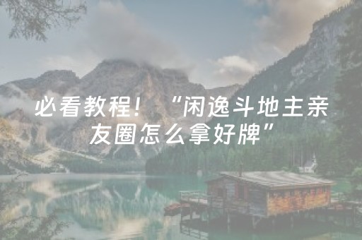 必看教程！“闲逸斗地主亲友圈怎么拿好牌”（详细透视教程）-哔哩哔哩