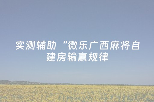 实测辅助“微乐广西麻将自建房输赢规律（助赢神器通用版）