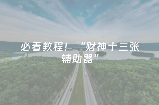 必看教程！“财神十三张辅助器”（详细辅助教程）-哔哩哔哩