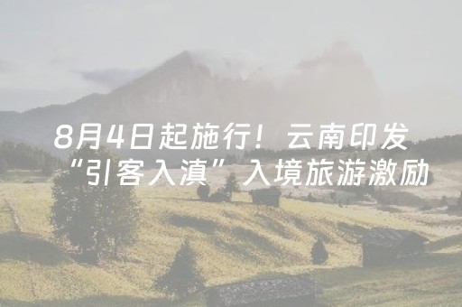 8月4日起施行！云南印发“引客入滇”入境旅游激励实施方案