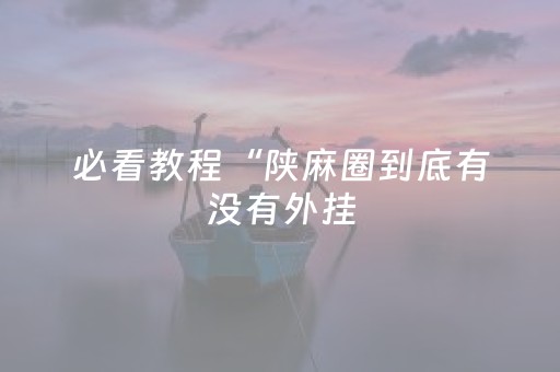 必看教程“陕麻圈到底有没有外挂（专用辅牌神器免安装）