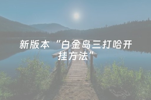 新版本“白金岛三打哈开挂方法”（详细透视教程）-哔哩哔哩