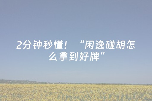 2分钟秒懂！“闲逸碰胡怎么拿到好牌”（详细透视教程）-哔哩哔哩