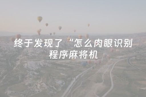 终于发现了“怎么肉眼识别程序麻将机（专用辅牌神器免安装）