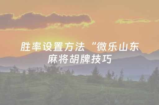 胜率设置方法“微乐山东麻将胡牌技巧（助赢神器通用版）