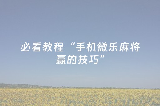 必看教程“手机微乐麻将赢的技巧”（详细透视教程）-哔哩哔哩