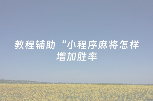 教程辅助“小程序麻将怎样增加胜率（专用辅牌神器免安装）