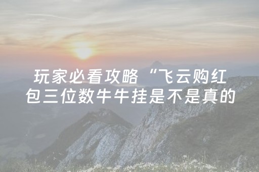玩家必看攻略“飞云购红包三位数牛牛挂是不是真的有”（详细透视教程）-哔哩哔哩