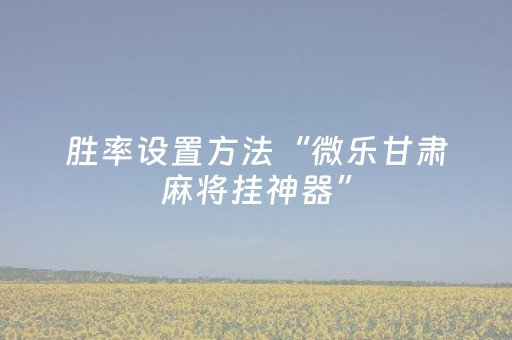 胜率设置方法“微乐甘肃麻将挂神器”（详细透视教程）-哔哩哔哩