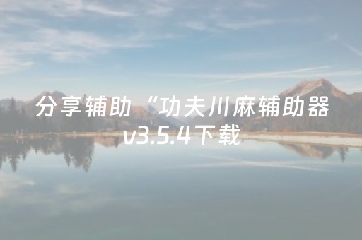 分享辅助“功夫川麻辅助器v3.5.4下载（助赢神器通用版）