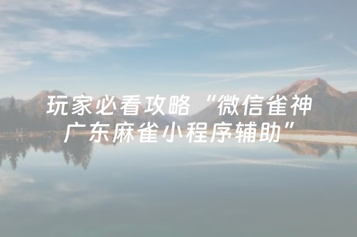 玩家必看攻略“微信雀神广东麻雀小程序辅助”（详细透视教程）-哔哩哔哩