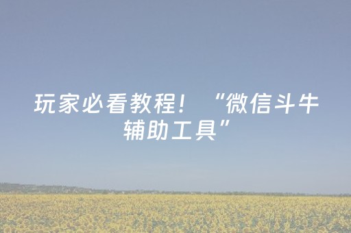 玩家必看教程！“微信斗牛辅助工具”（详细辅助教程）-哔哩哔哩