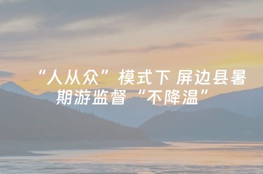 “人从众”模式下 屏边县暑期游监督“不降温”