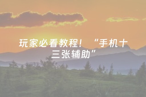玩家必看教程！“手机十三张辅助”（详细透视教程）-哔哩哔哩