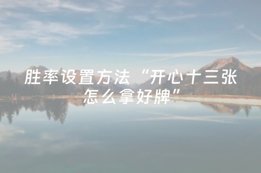 胜率设置方法“开心十三张怎么拿好牌”（详细透视教程）-哔哩哔哩