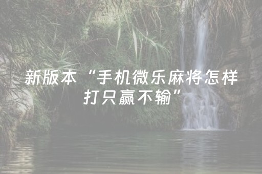 新版本“手机微乐麻将怎样打只赢不输”（详细透视教程）-哔哩哔哩