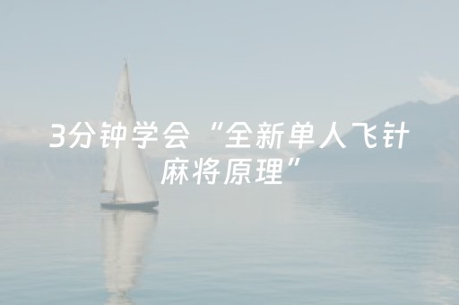 3分钟学会“全新单人飞针麻将原理”（详细透视教程）-哔哩哔哩
