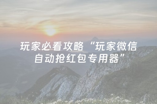 玩家必看攻略“玩家微信自动抢红包专用器”（详细透视教程）-哔哩哔哩