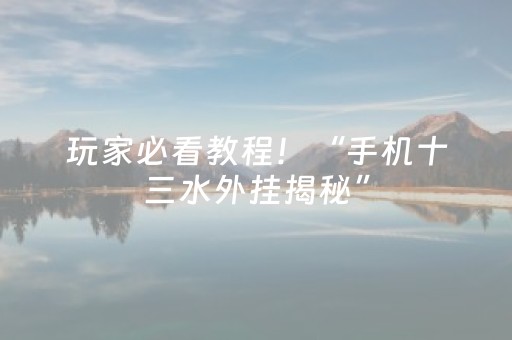玩家必看教程！“手机十三水外挂揭秘”（详细透视教程）-哔哩哔哩