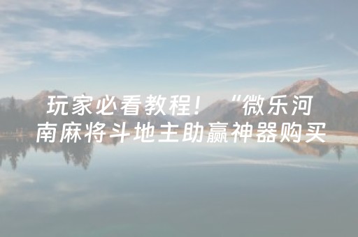 玩家必看教程！“微乐河南麻将斗地主助赢神器购买”（详细透视教程）-哔哩哔哩