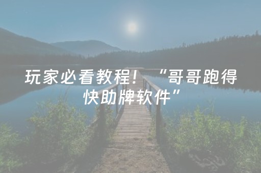 玩家必看教程！“哥哥跑得快助牌软件”（详细开挂教程）-哔哩哔哩