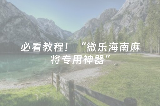 必看教程！“微乐海南麻将专用神器”（详细开挂教程）-哔哩哔哩