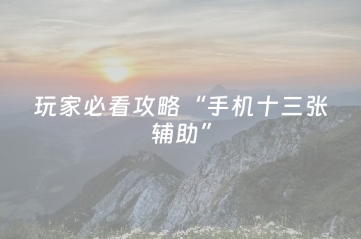 玩家必看攻略“手机十三张辅助”（详细透视教程）-哔哩哔哩