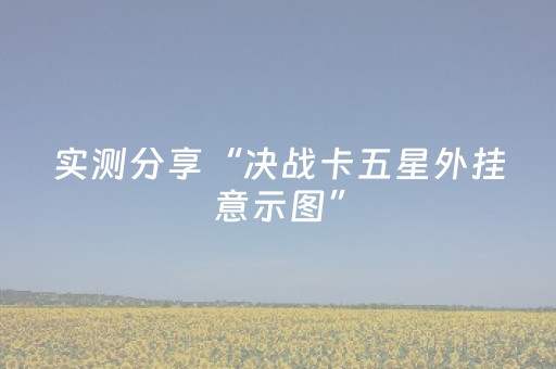 实测分享“决战卡五星外挂意示图”（详细辅助教程）-哔哩哔哩