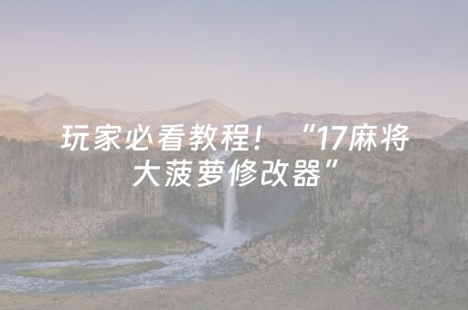 玩家必看教程！“17麻将大菠萝修改器”（详细透视教程）-哔哩哔哩