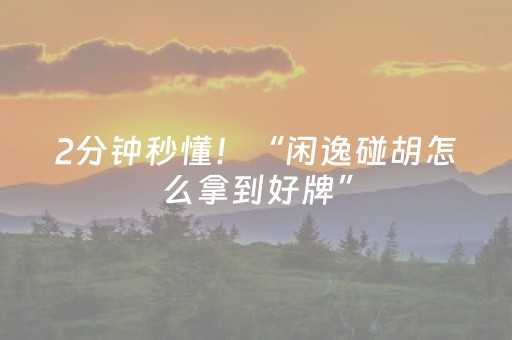 2分钟秒懂！“闲逸碰胡怎么拿到好牌”（详细开挂教程）-哔哩哔哩