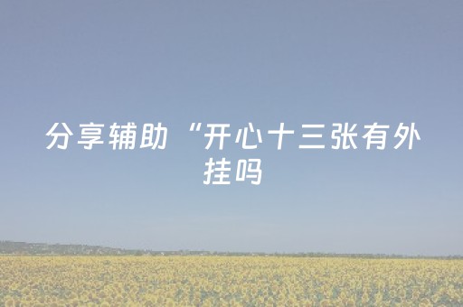 分享辅助“开心十三张有外挂吗（助赢神器通用版）