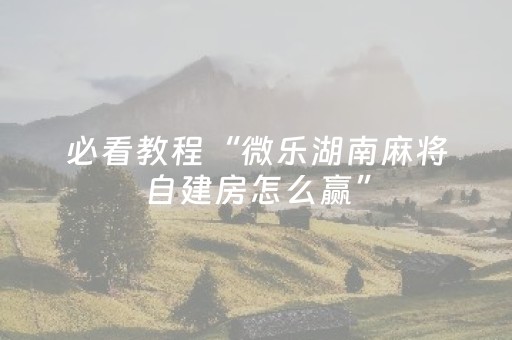 必看教程“微乐湖南麻将自建房怎么赢”（详细透视教程）-哔哩哔哩